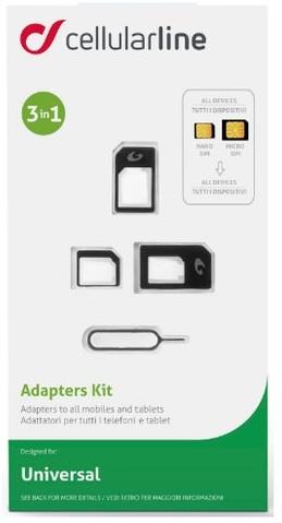 CELLULARLINE Kit adattatore 3 in 1 SIM, nanoSIM e microSIM Cellular Line universale